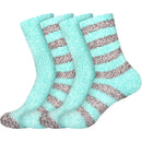 Women's Solid/Striped Two-Tone Fuzzy Socks