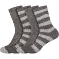 Women's Solid/Striped Two-Tone Fuzzy Socks
