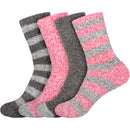 Women's Solid/Striped Two-Tone Fuzzy Socks