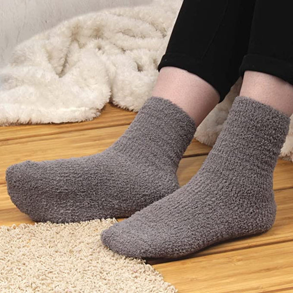 Grey fuzzy socks hotsell