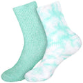Women's Girl Fuzzy Warm Fluffy Tie-Dye Colorful Fun Crew Socks - 2 Pairs