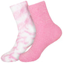 Women's Girl Fuzzy Warm Fluffy Tie-Dye Colorful Fun Crew Socks - 2 Pairs