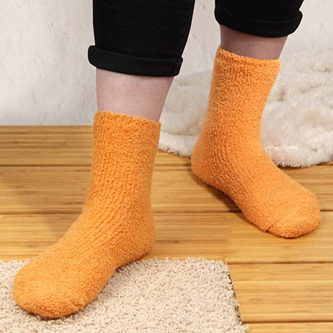 Women's Girl Fuzzy Warm Fluffy Tie-Dye Colorful Fun Crew Socks - 4 Pairs