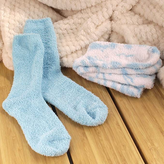 Women's Girl Fuzzy Warm Fluffy Tie-Dye Colorful Fun Crew Socks - 4 Pairs