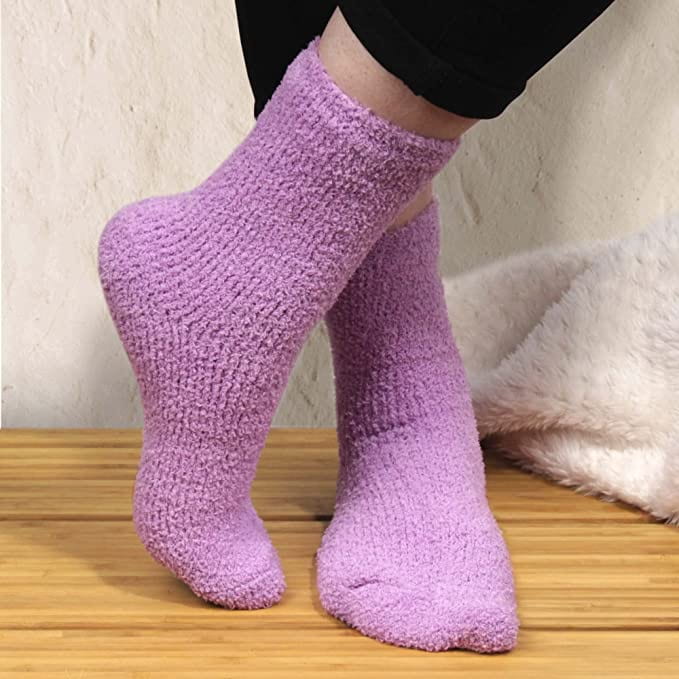Women's Girl Fuzzy Warm Fluffy Tie-Dye Colorful Fun Crew Socks - 4 Pairs