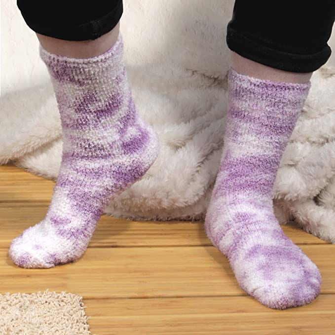 Women's Girl Fuzzy Warm Fluffy Tie-Dye Colorful Fun Crew Socks - 4 Pairs