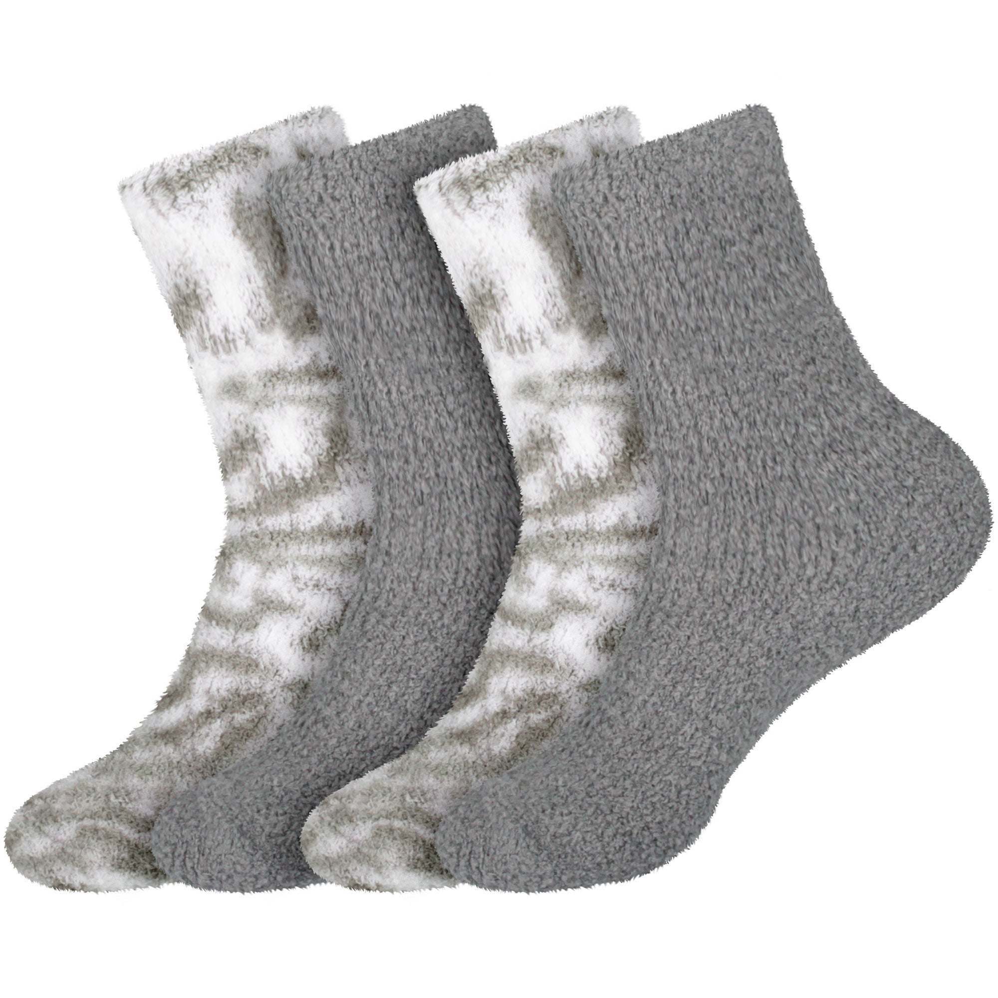 Women's Girl Fuzzy Warm Fluffy Tie-Dye Colorful Fun Crew Socks - 4 Pairs