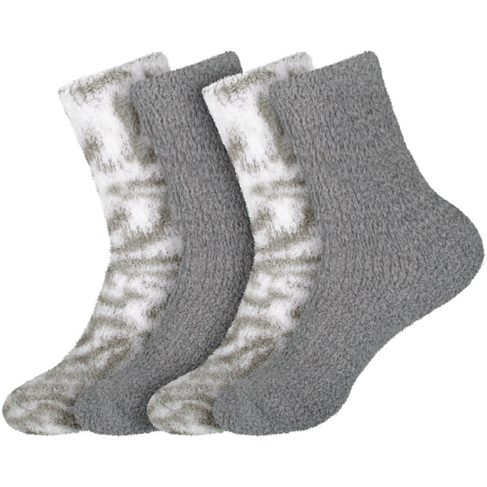 bamboomn Women's Girl Fuzzy Warm Fluffy Tie-Dye Colorful Fun Crew Socks - 4 Pairs