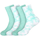 Women's Girl Fuzzy Warm Fluffy Tie-Dye Colorful Fun Crew Socks - 4 Pairs