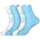 Women's Girl Fuzzy Warm Fluffy Tie-Dye Colorful Fun Crew Socks - 4 Pairs