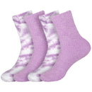 Women's Girl Fuzzy Warm Fluffy Tie-Dye Colorful Fun Crew Socks - 4 Pairs