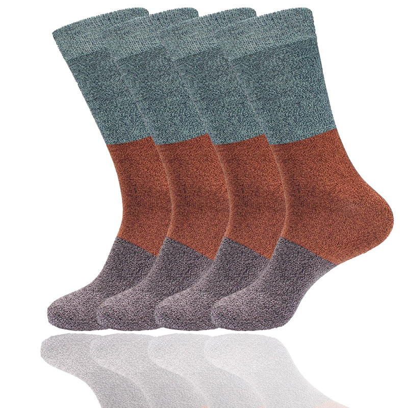 Men's Rayon from Bamboo Fiber Classic Casual Crew Vintage 3 Color Stripe Socks