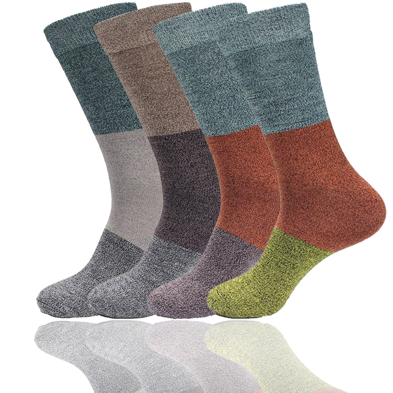 Men's Rayon from Bamboo Fiber Classic Casual Crew Vintage 3 Color Stripe Socks