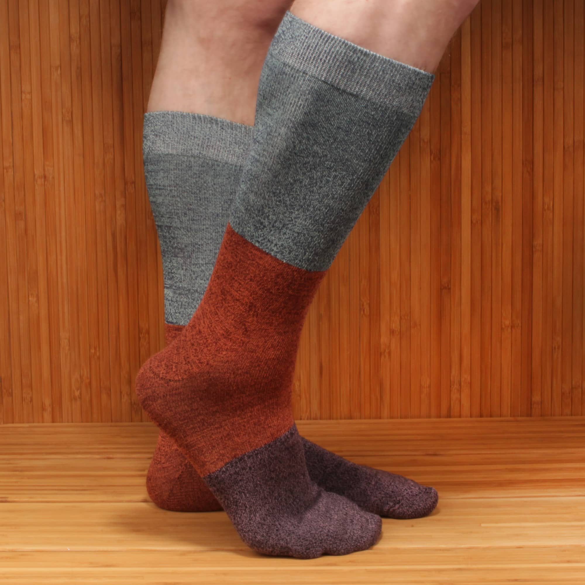 mens's gray red purple bamboo vintage three striped ankle socks
