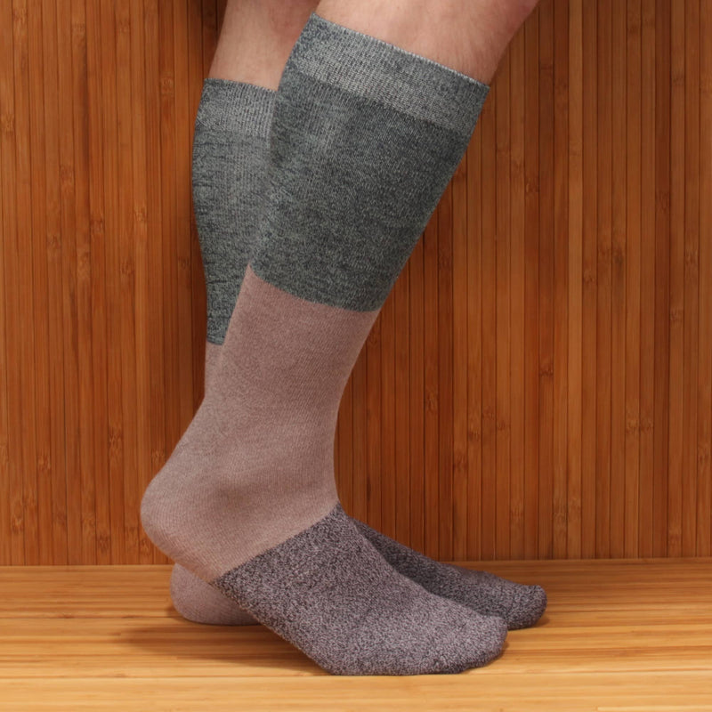 mens's gray tan light gray bamboo vintage three striped ankle socks