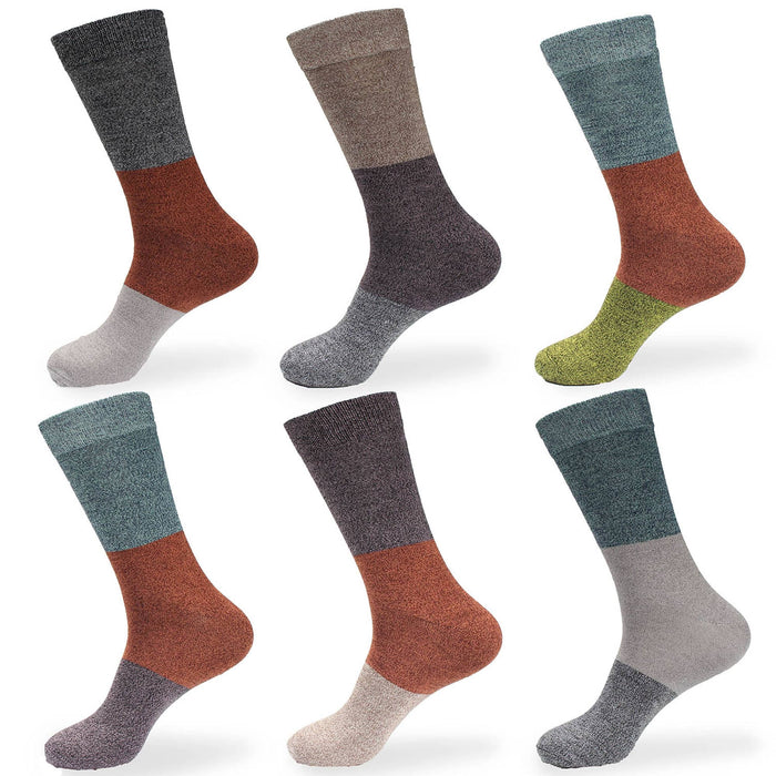 bamboomn Men's Bamboo Vintage Casual Crew 3 Color Stripe Socks