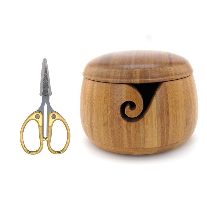 bamboomn Bamboo Yarn Bowl and Embroidery Scissor