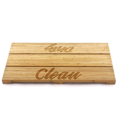 Custom Engraved Raised Bamboo Bath Mat - "Clean & Dirty"