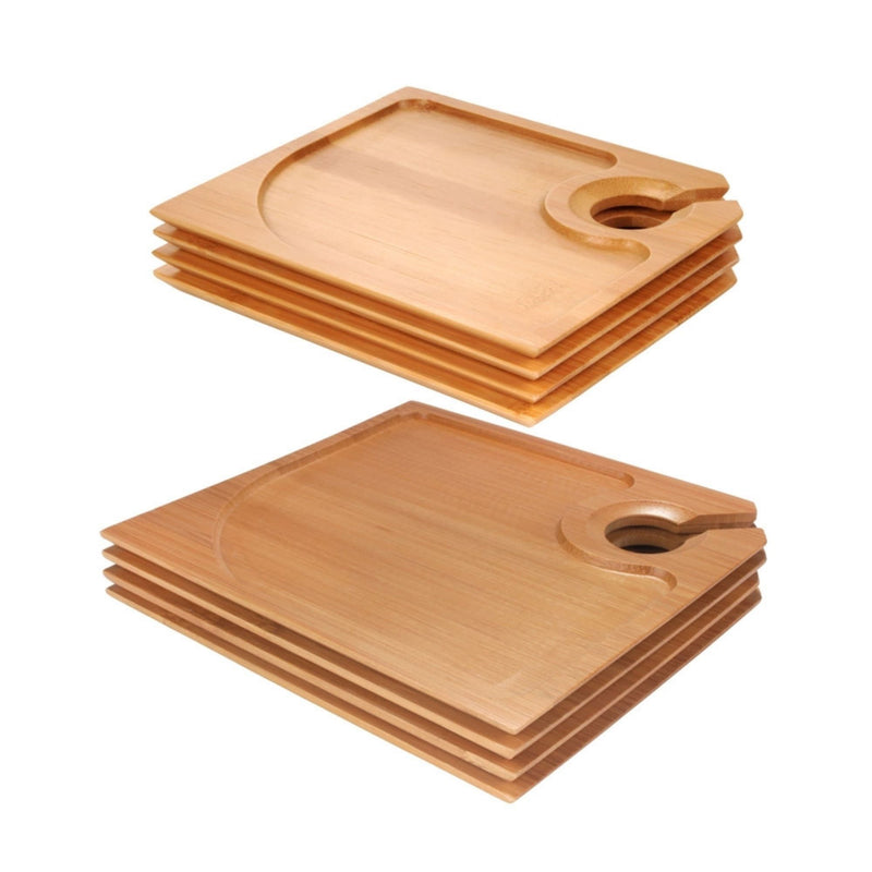 bamboo ecoware appetizer plates with wine glass holder