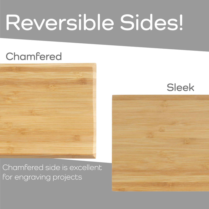 bamboo cutting board with chamfered edge infographic image both sides