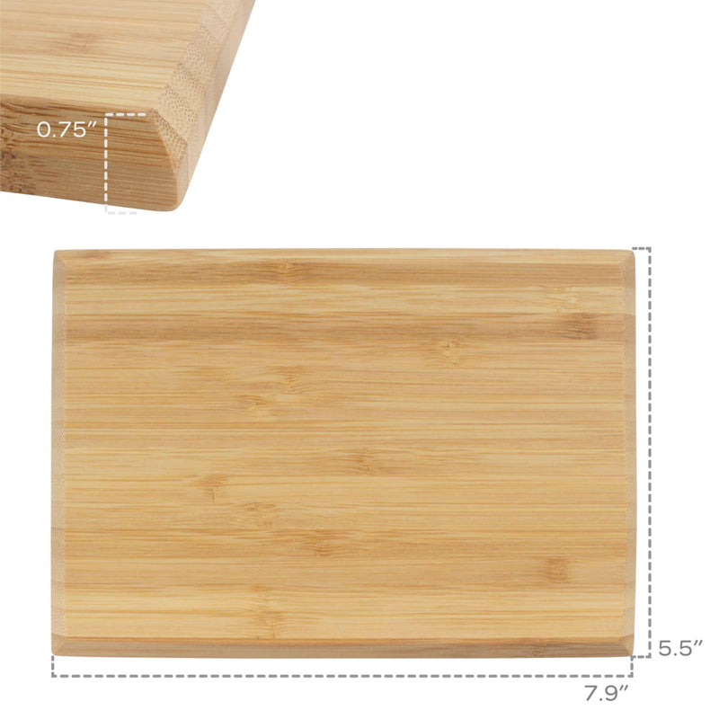 Bamboo cutting board with chamfered edge size chart  and thickness