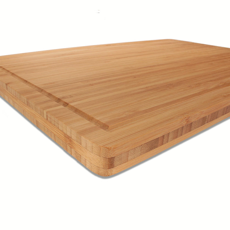 bamboo cutting board grooved 3ply carbonized brown edge