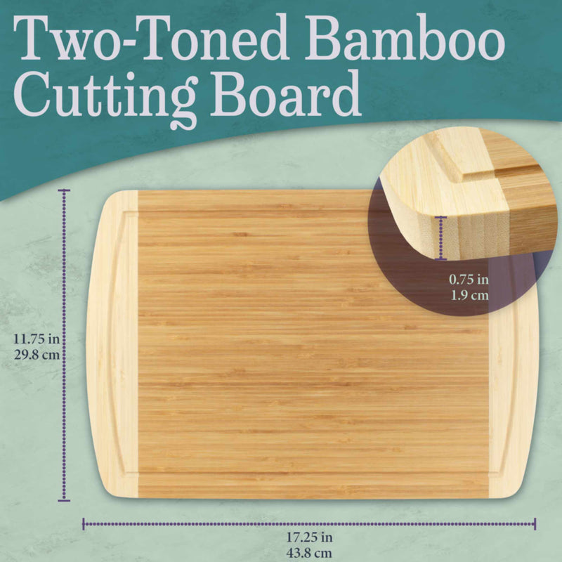 bamboo two tone cutting board sizing image