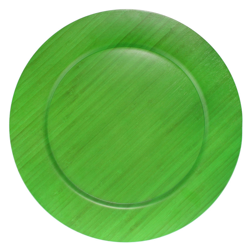 13" round bamboo dinner plate reusable ecoware greent back