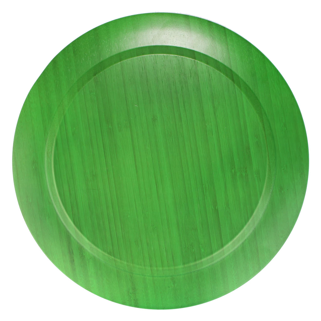 13" round bamboo dinner plate reusable ecoware greent front