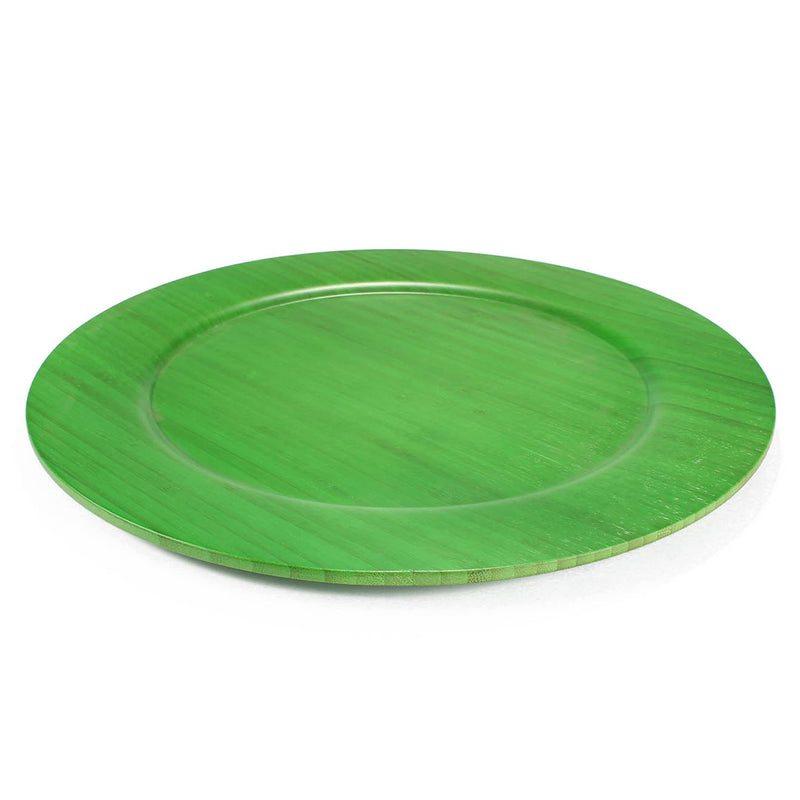 13" round bamboo dinner plate reusable ecoware greent side