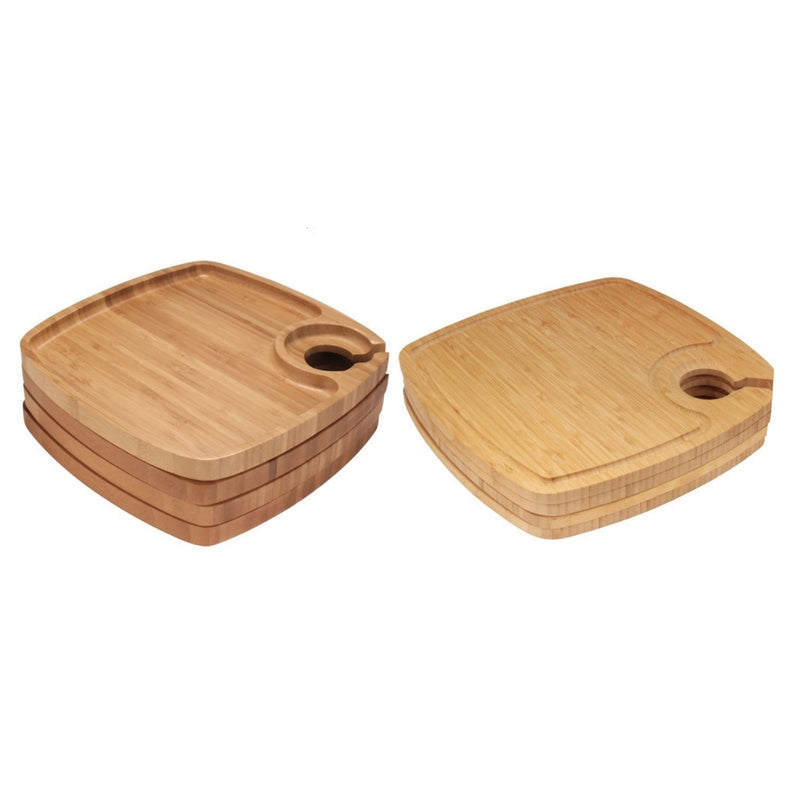 10" reusable tea serving tray bamboo ecoware dinner plates with wine glass holder