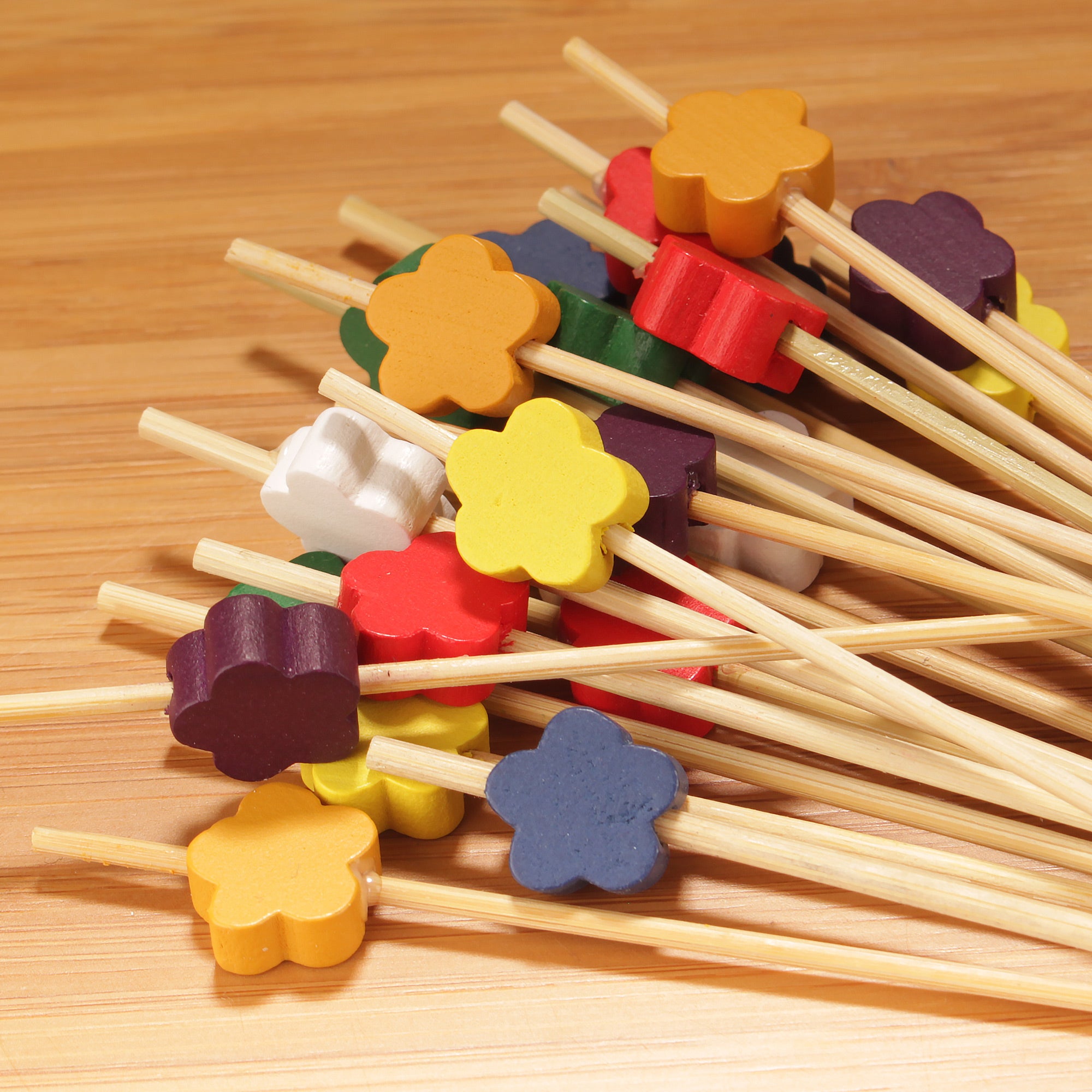 bamboo flower food drink picks assortment closeup