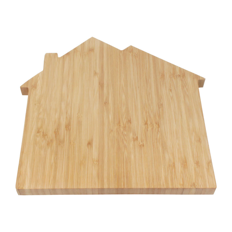 bamboo house cutting board side front view