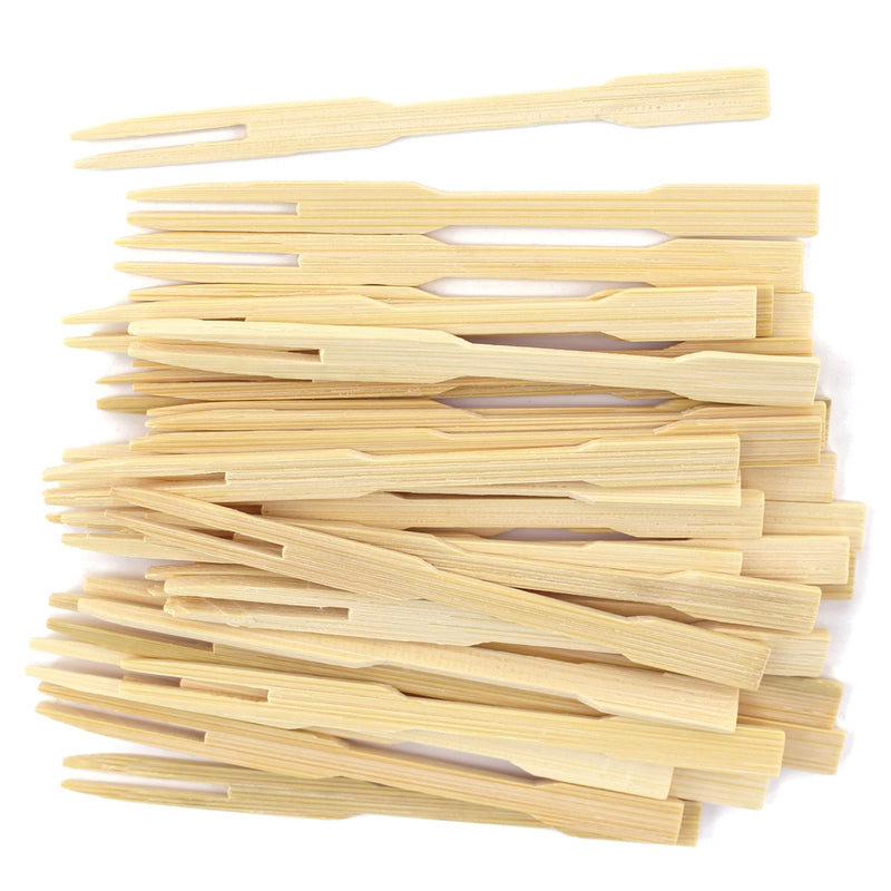 bamboo mini fork natural double prong pack