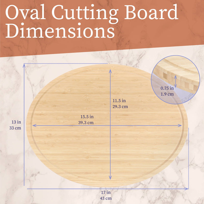 bamboo grooved oval cutting and serving board dimensions