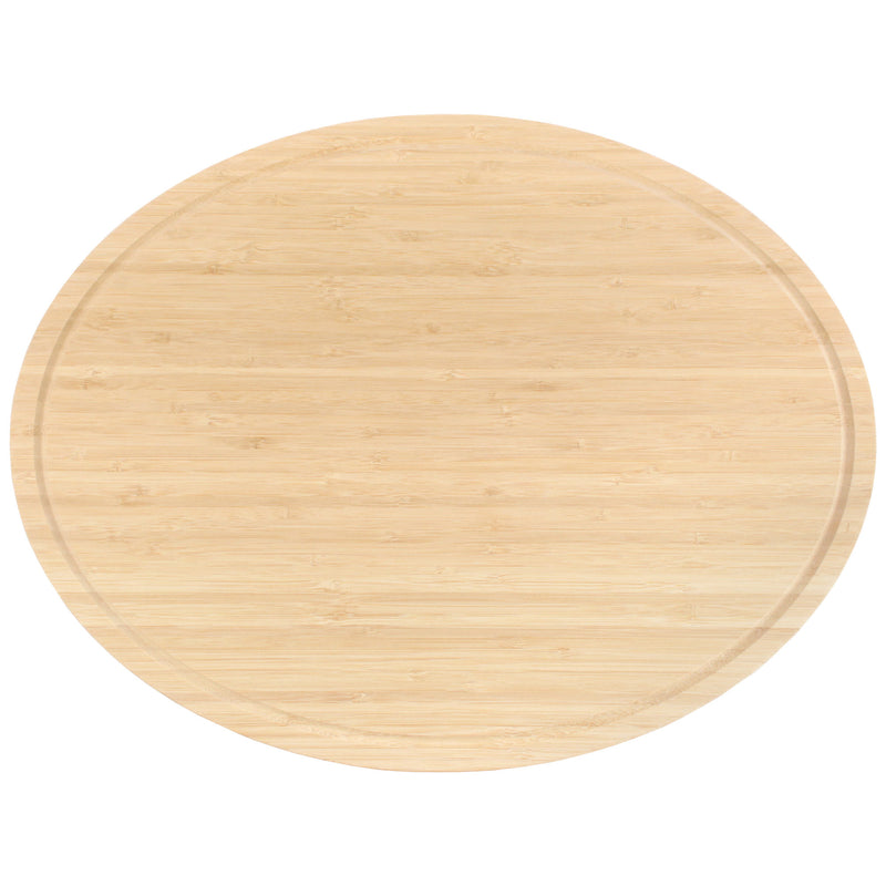 bamboo grooved oval cutting and serving board front 