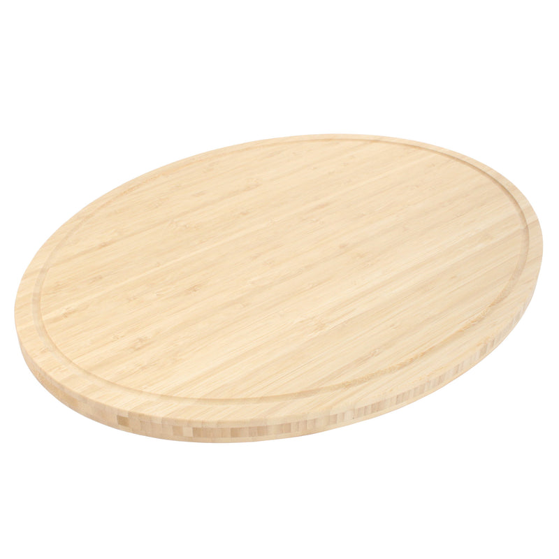 bamboo grooved oval cutting and serving board angle