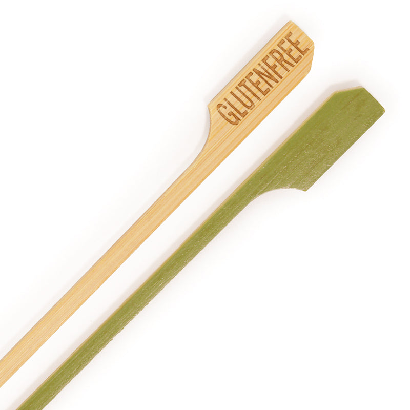gluten free label bamboo paddle picks branded top