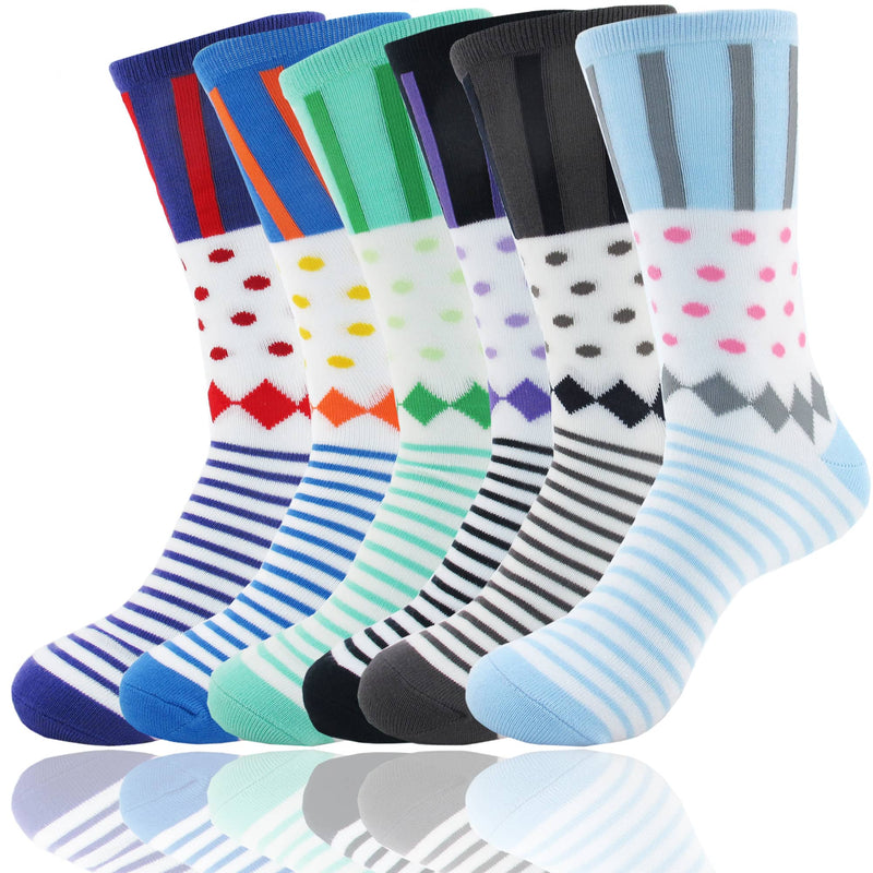 Women's Rayon from Bamboo Fiber Colorful Polka Dot Stripe Socks - 6 Pair