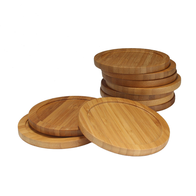 bamboo coasters round stacked