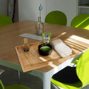 bamboo serving tray with handles lifestyle matcha tea