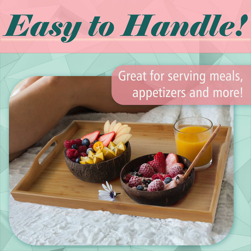 bamboo serving tray with handles infographic