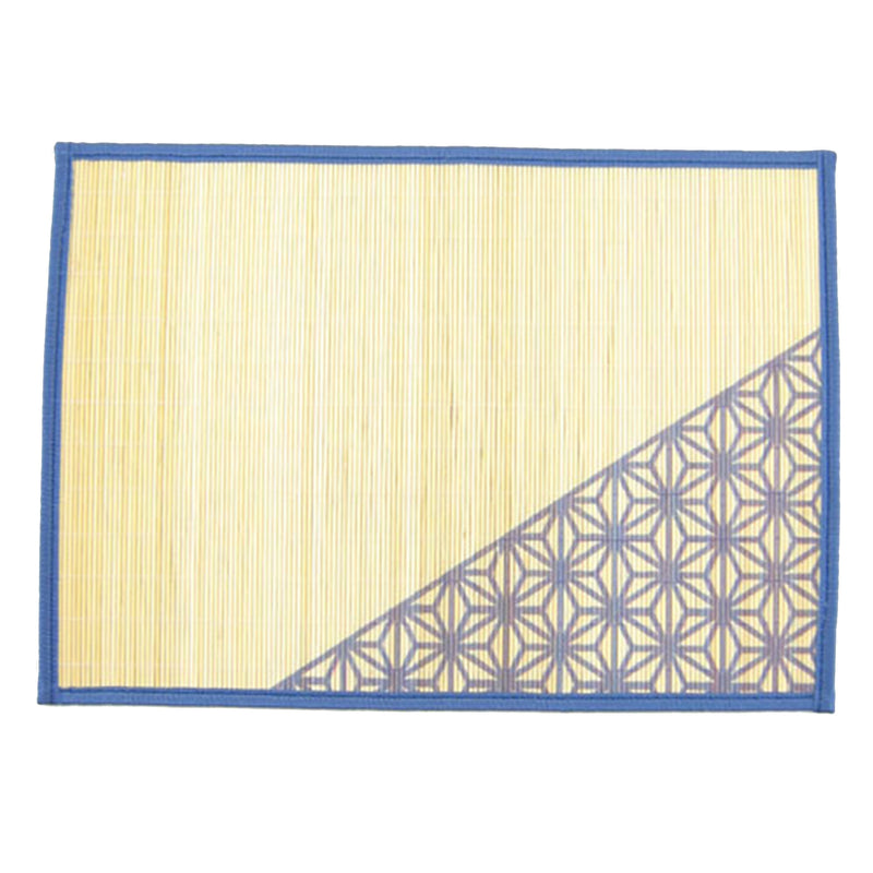 bamboo slat placemat blue geometric pattern print