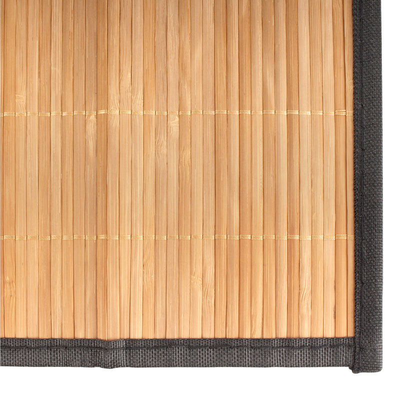 bamboo slat table runner carbonized with black border close up