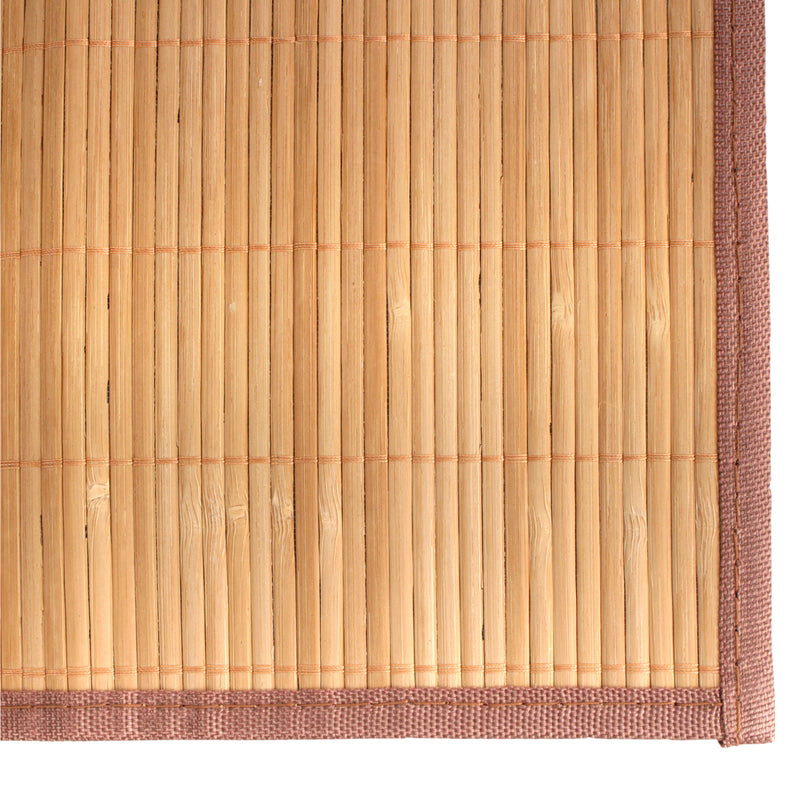 bamboo slat table runner carbonized with brown border close up