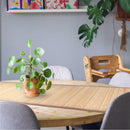 bamboo slat table runner carbonized with brown border lifestyle image office setting desk