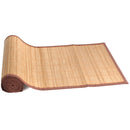 bamboo slat table runner carbonized with brown border rolled up