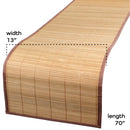 bamboo slat table runner carbonized with brown borders dimensions