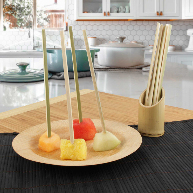 natural bamboo square stick skewers cutting board fruit food plate