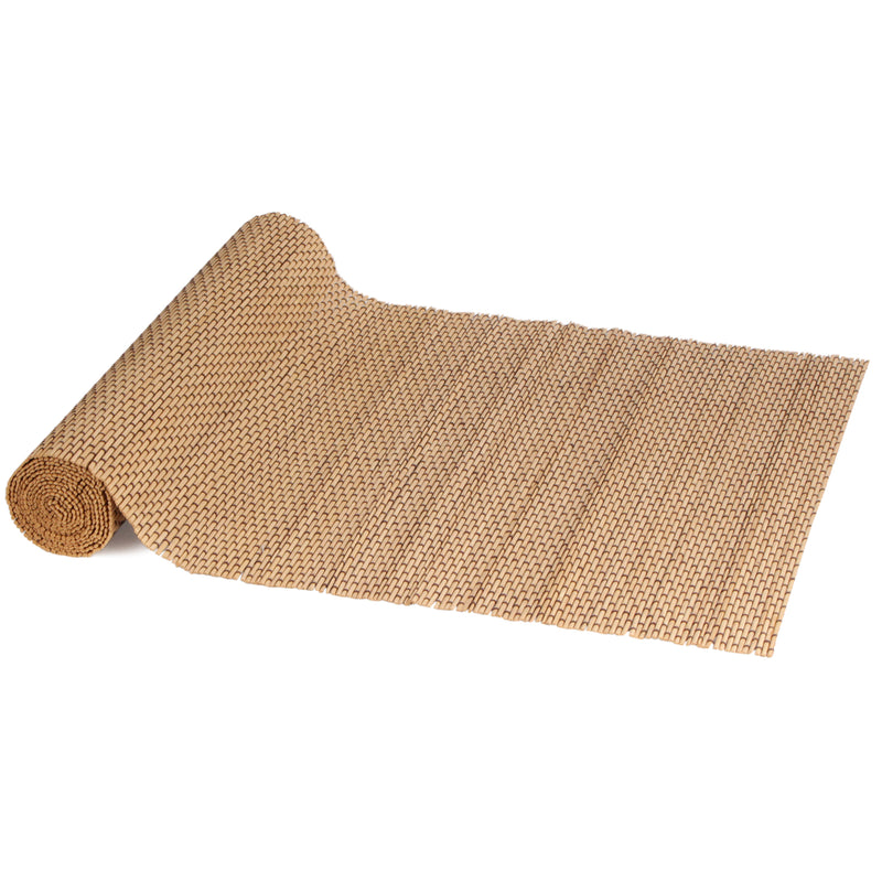 bamboo string slat table runner carbonized brown rolled up